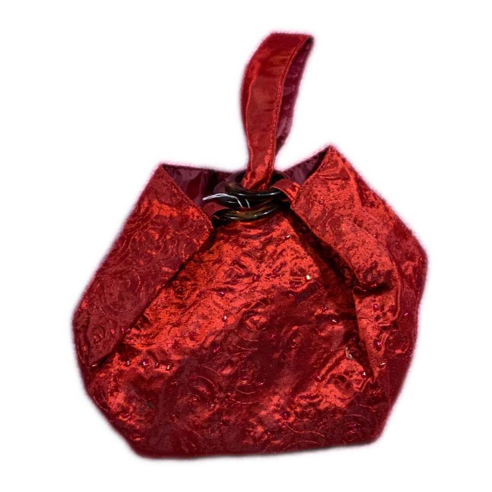 Red Brocade Japanese Knot Bag Wristlet